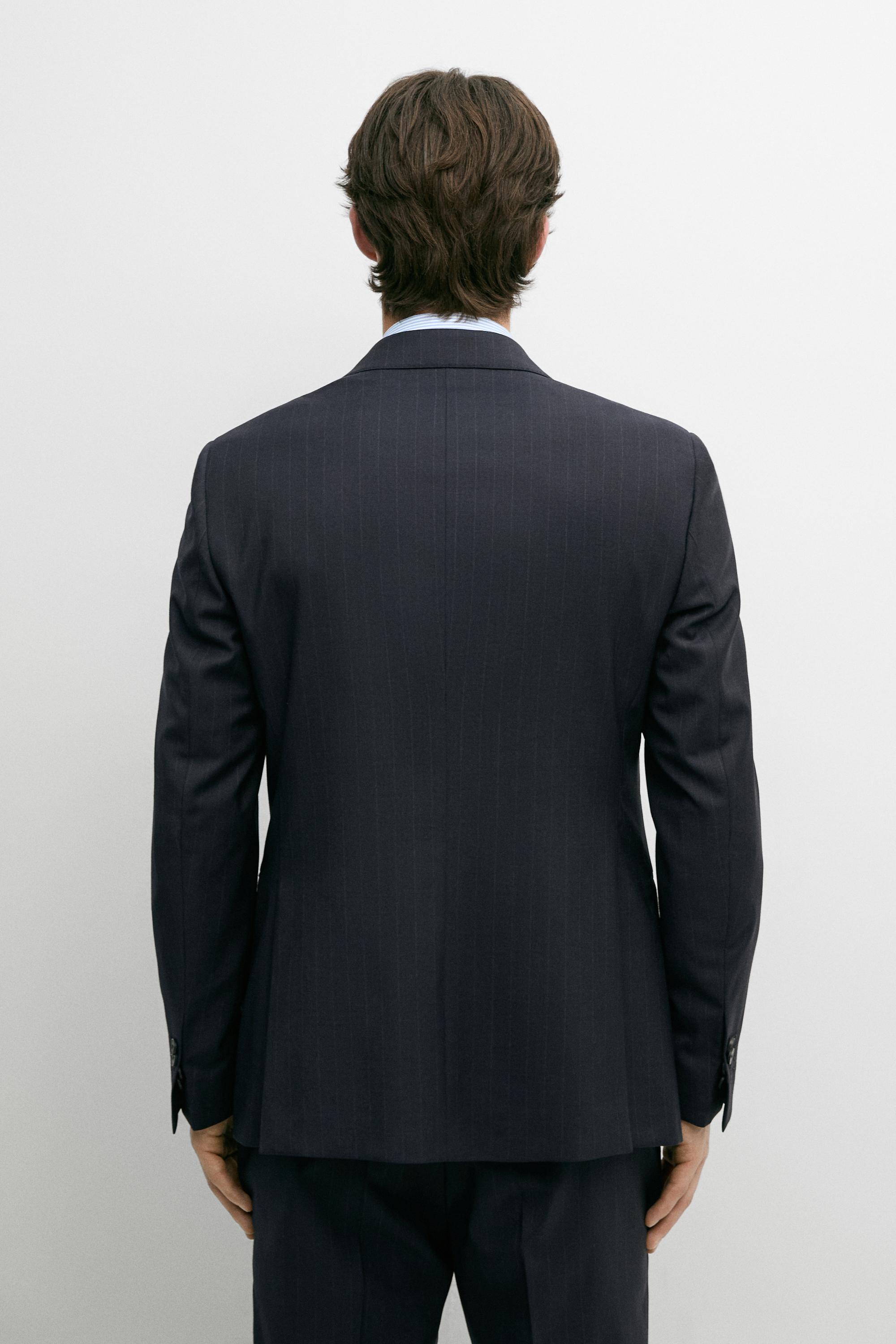 Striped 100% cool wool suit blazer